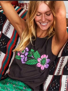 Xirena Malibu Nights Cotton Tank Faded Black size M